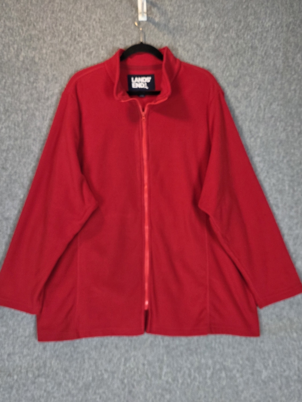Lands' End Bright Red Zip-Front Fleece Wmn's 3X